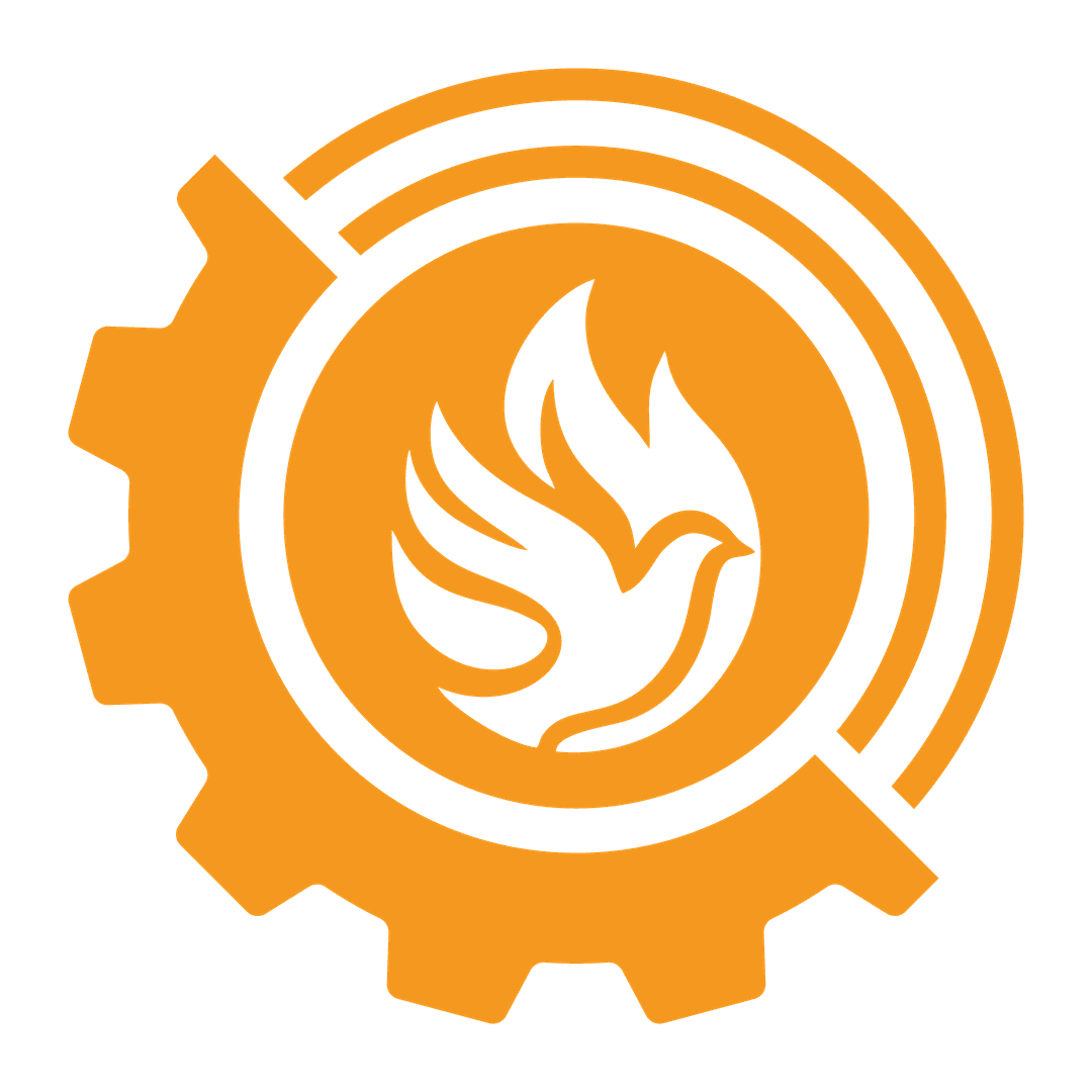 modern logo for CONCES with cross symbol integrated with engineering gear icon, blue and secondary colors, transparent background